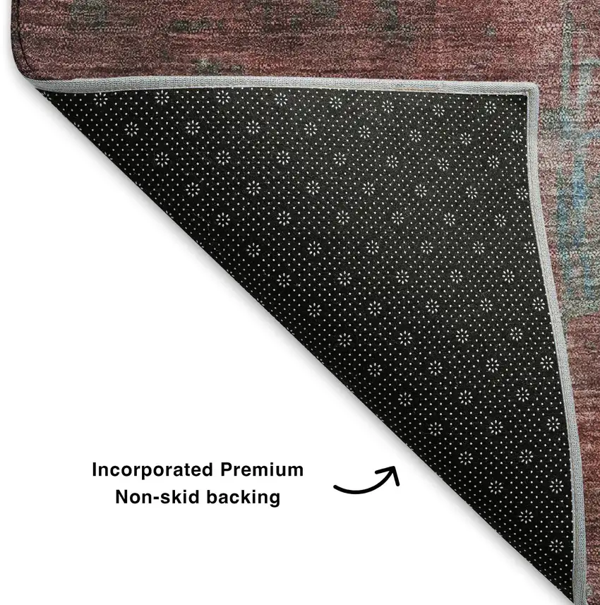 Sky Blue Gray And Silver Abstract Washable Area Rug With UV Protection Photo 4