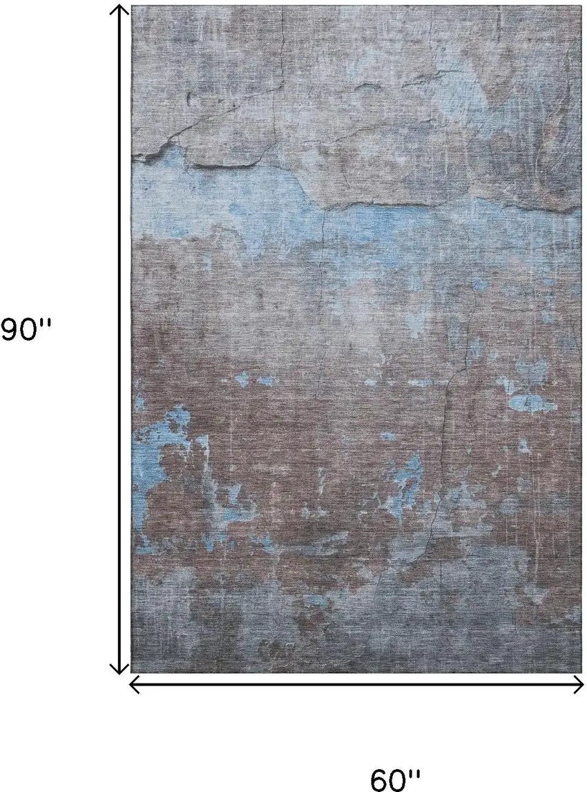 Sky Blue Gray And Silver Abstract Washable Area Rug With UV Protection Photo 9