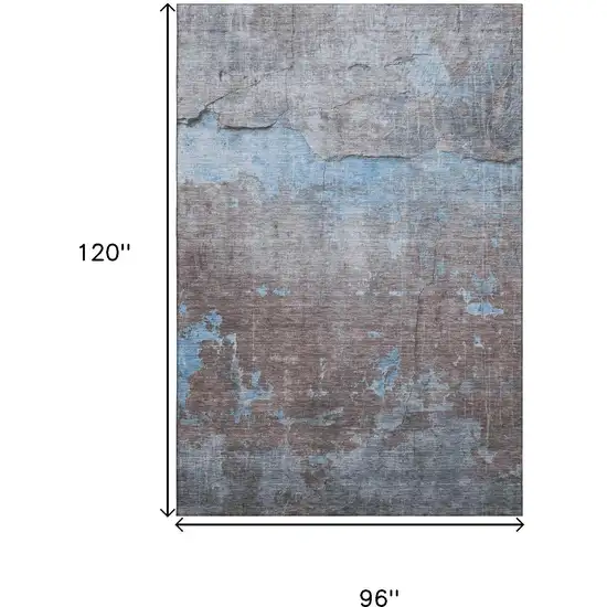 Sky Blue Gray And Silver Abstract Washable Area Rug With UV Protection Photo 9