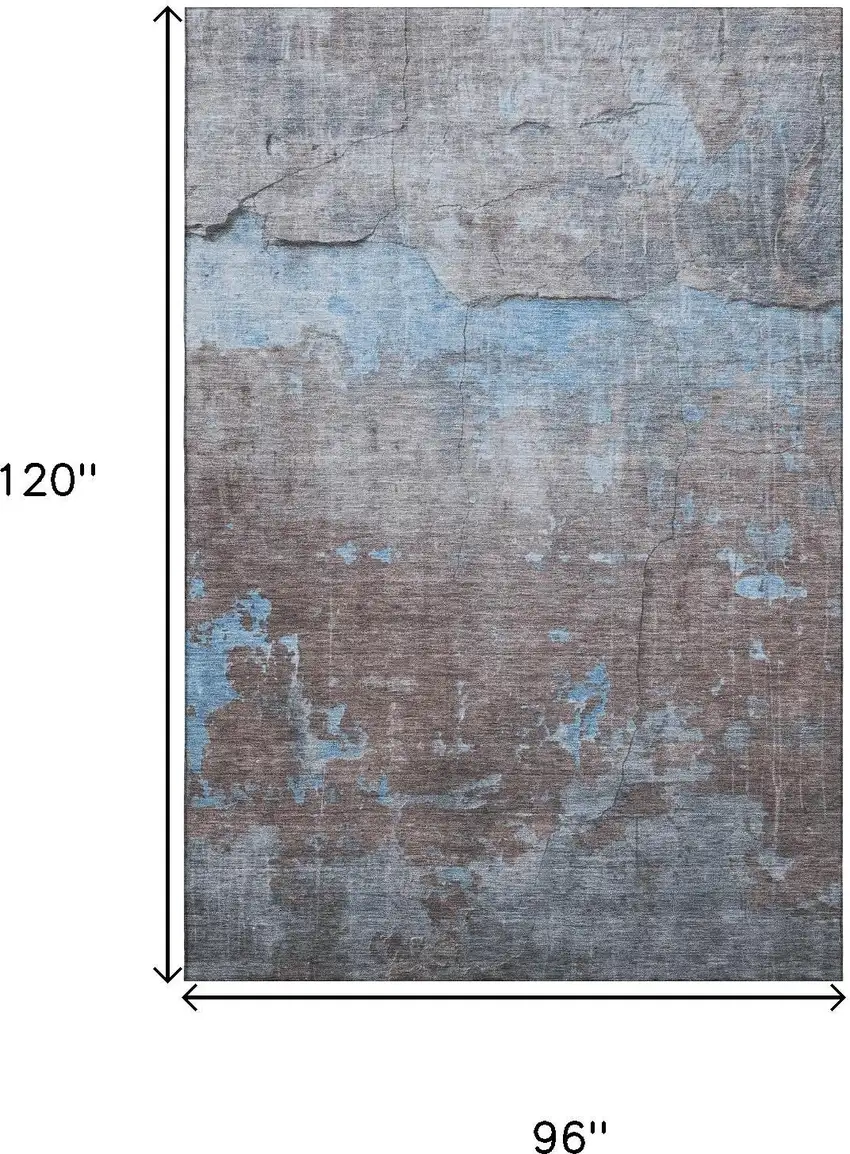Sky Blue Gray And Silver Abstract Washable Area Rug With UV Protection Photo 9