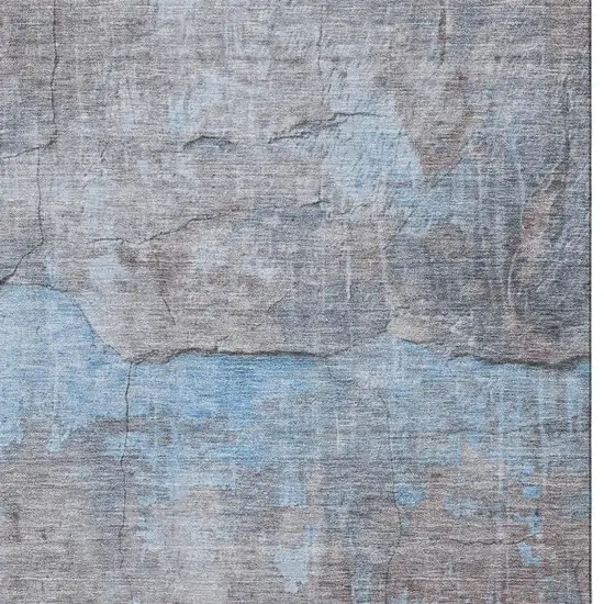 Sky Blue Gray And Silver Abstract Washable Area Rug With UV Protection Photo 2