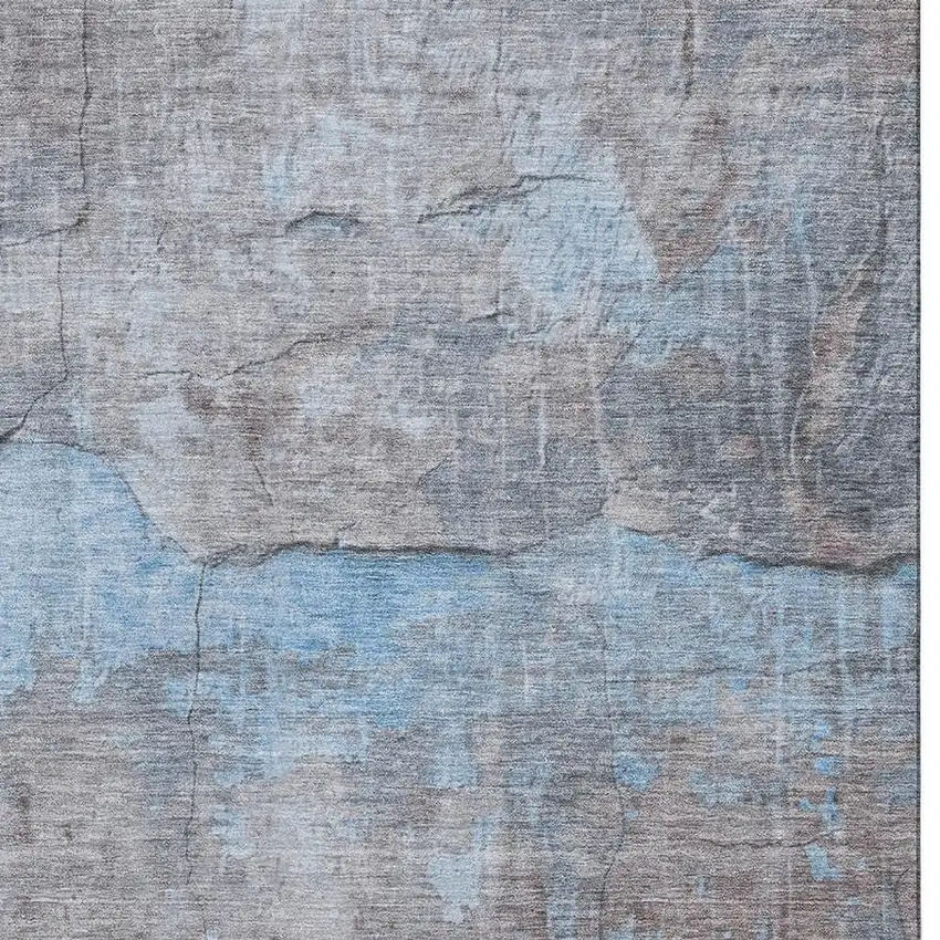 Sky Blue Gray And Silver Abstract Washable Area Rug With UV Protection Photo 2