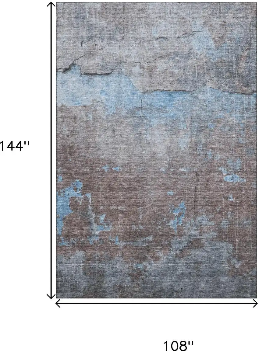 Sky Blue Gray And Silver Abstract Washable Area Rug With UV Protection Photo 9
