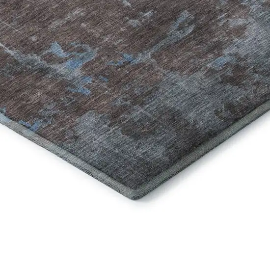 Sky Blue Gray And Silver Abstract Washable Area Rug With UV Protection Photo 7