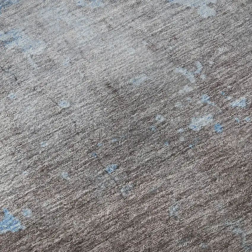 Sky Blue Gray And Silver Abstract Washable Area Rug With UV Protection Photo 9