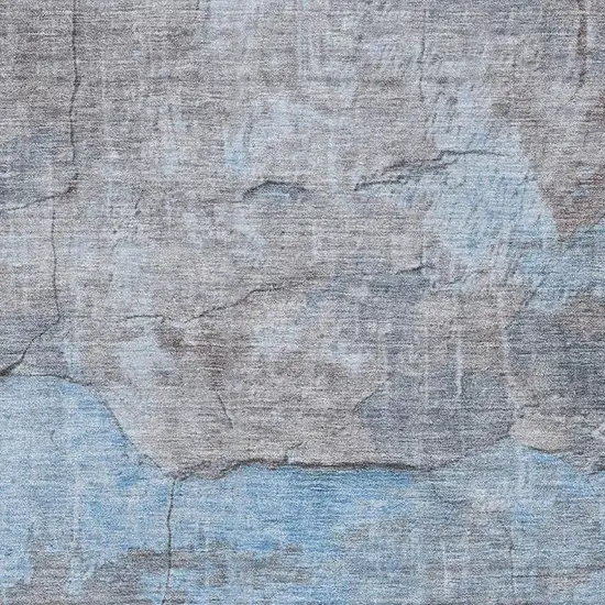 Sky Blue Gray And Silver Abstract Washable Area Rug With UV Protection Photo 2