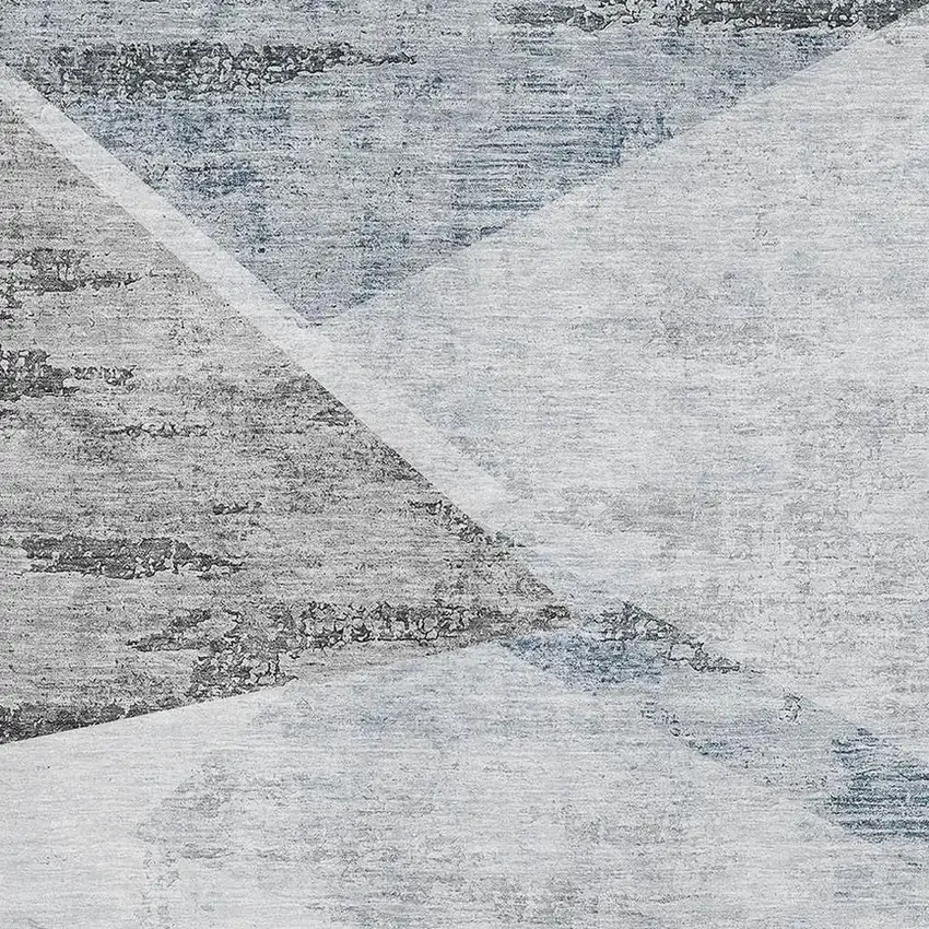 Sky Blue Gray And Silver Geometric Washable Area Rug With UV Protection Photo 3