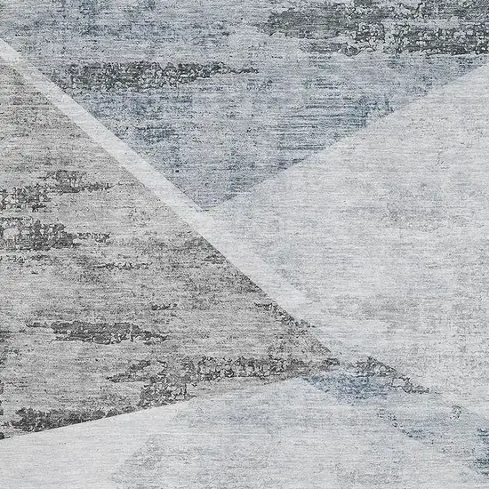 Sky Blue Gray And Silver Geometric Washable Area Rug With UV Protection Photo 3