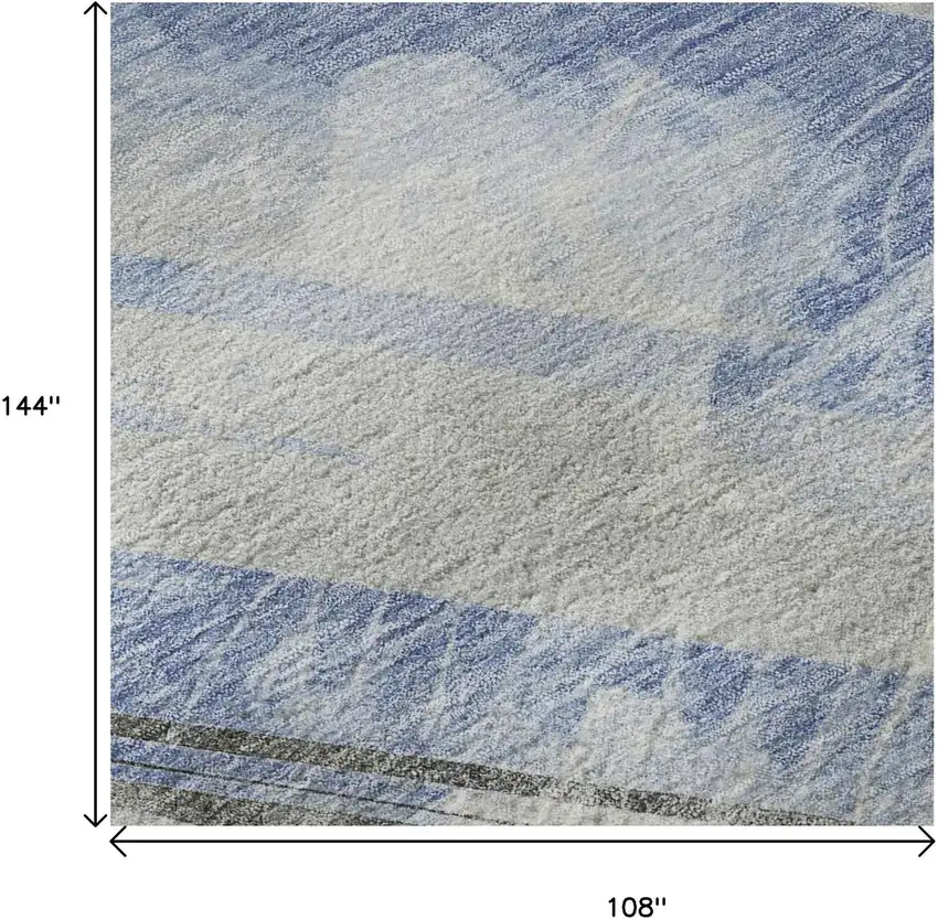 Sky Blue Gray And Silver Striped Washable Area Rug With UV Protection Photo 8