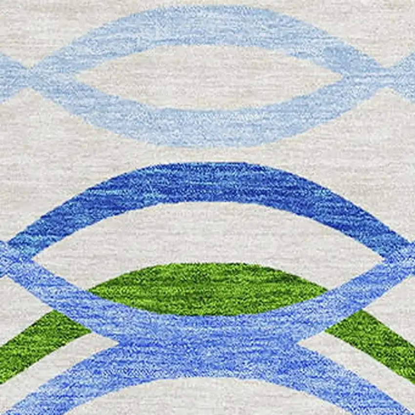 Sky Blue Green And Ivory Abstract Washable Area Rug With UV Protection Photo 3