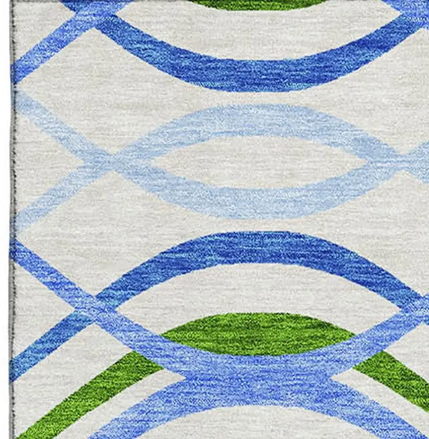 Sky Blue Green And Ivory Abstract Washable Area Rug With UV Protection Photo 3