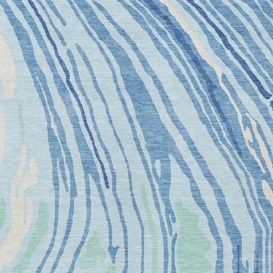 Sky Blue Green And Ivory Abstract Washable Indoor Outdoor Area Rug Photo 5
