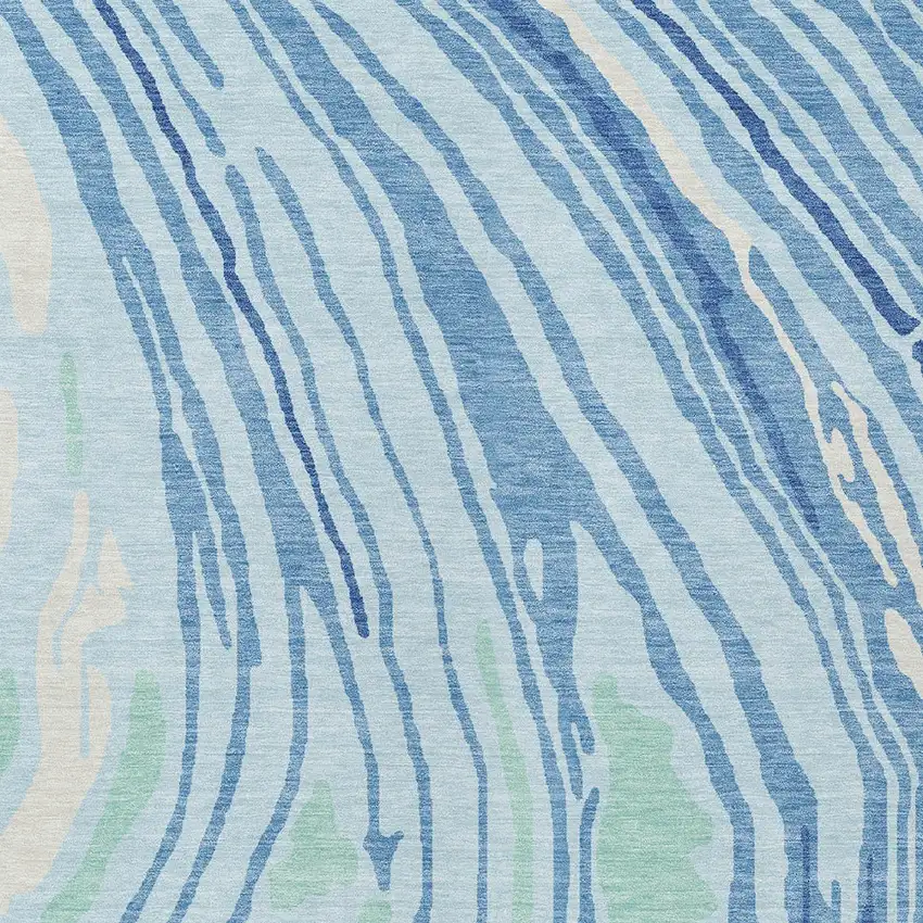 Sky Blue Green And Ivory Abstract Washable Indoor Outdoor Area Rug Photo 5