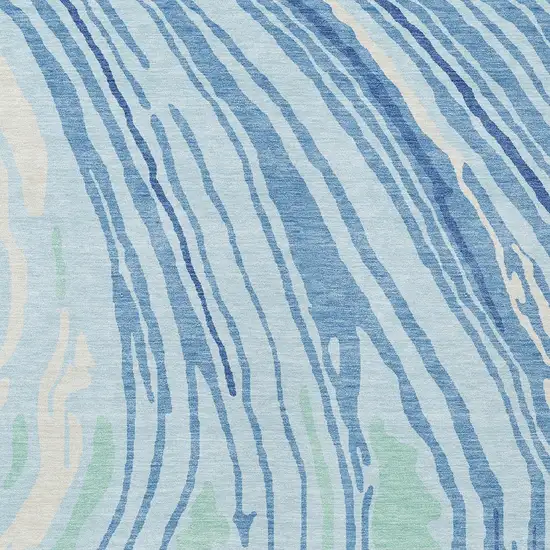 Sky Blue Green And Ivory Abstract Washable Indoor Outdoor Area Rug Photo 5
