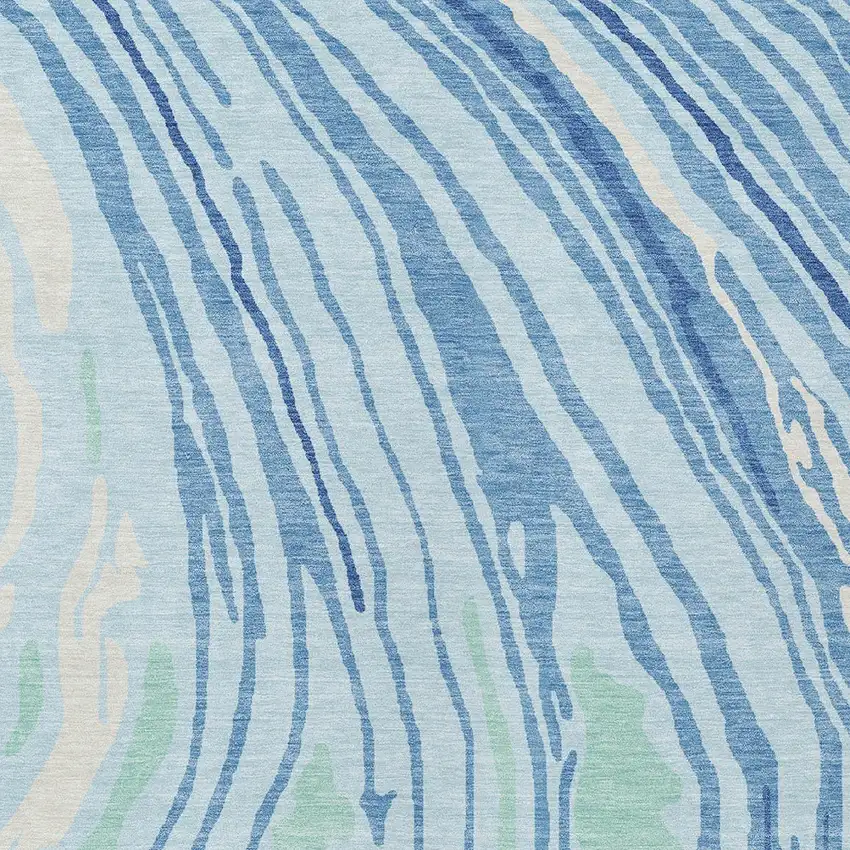 Sky Blue Green And Ivory Abstract Washable Indoor Outdoor Area Rug Photo 5