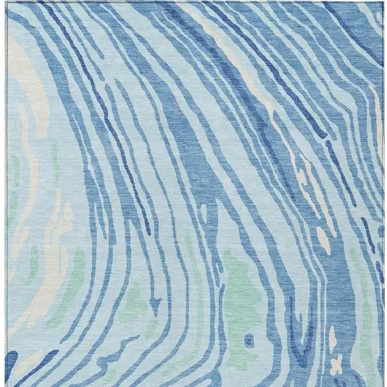 Sky Blue Green And Ivory Abstract Washable Indoor Outdoor Area Rug Photo 6