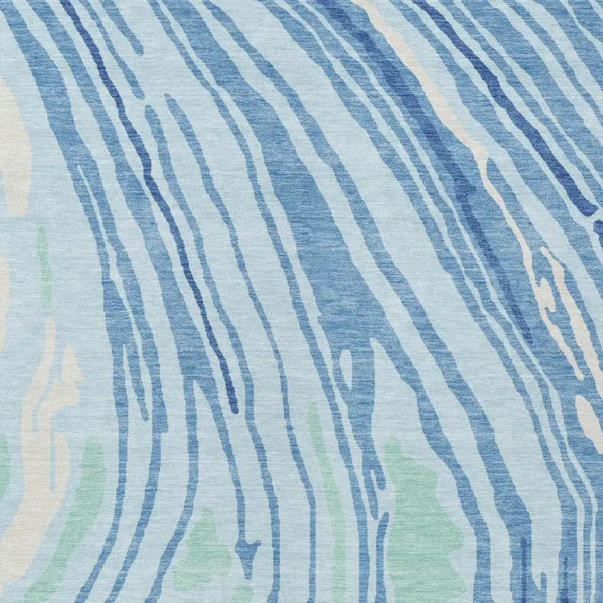 Sky Blue Green And Ivory Abstract Washable Indoor Outdoor Area Rug Photo 5
