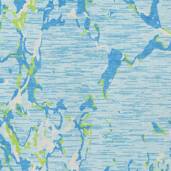 Sky Blue Green And Ivory Striped Washable Indoor Outdoor Area Rug Photo 6