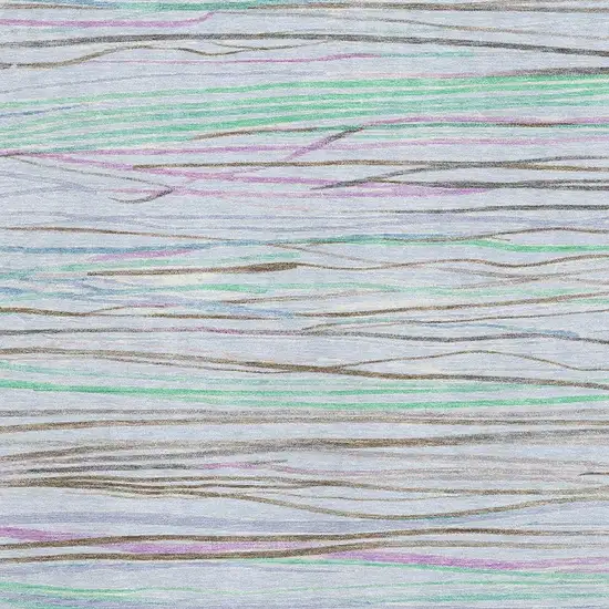 Sky Blue Green And Purple Striped Washable Area Rug With UV Protection Photo 2
