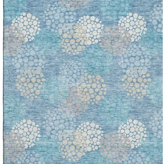 Sky Blue Ivory And Beige Polka Dot Washable Area Rug With UV Protection Photo 3