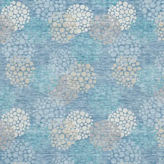 Sky Blue Ivory And Beige Polka Dot Washable Area Rug With UV Protection Photo 3