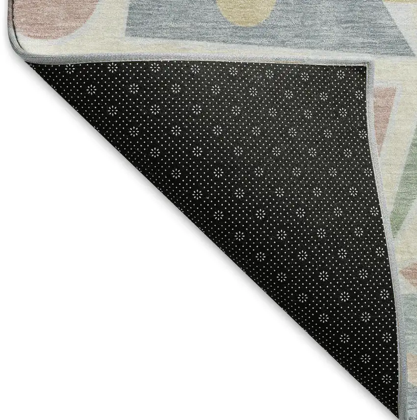 Sky Blue Ivory And Blush Geometric Washable Area Rug With UV Protection Photo 6
