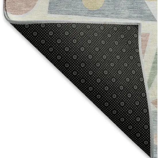 Sky Blue Ivory And Blush Geometric Washable Area Rug With UV Protection Photo 6