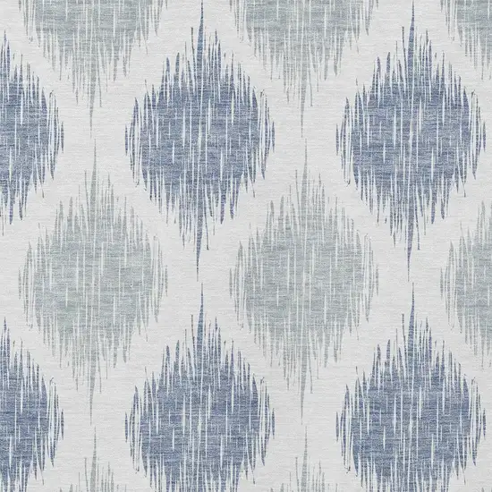 Sky Blue Ivory And Denim Blue Ikat Washable Indoor Outdoor Area Rug Photo 6