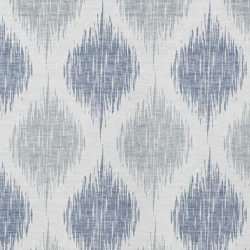 Sky Blue Ivory And Denim Blue Ikat Washable Indoor Outdoor Area Rug Photo 6