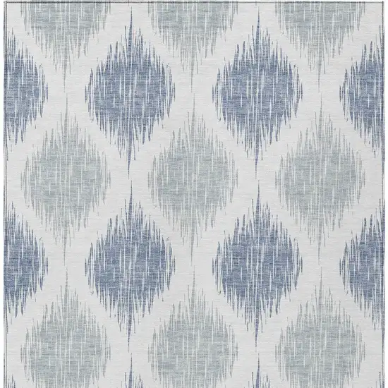 Sky Blue Ivory And Denim Blue Ikat Washable Indoor Outdoor Area Rug Photo 7