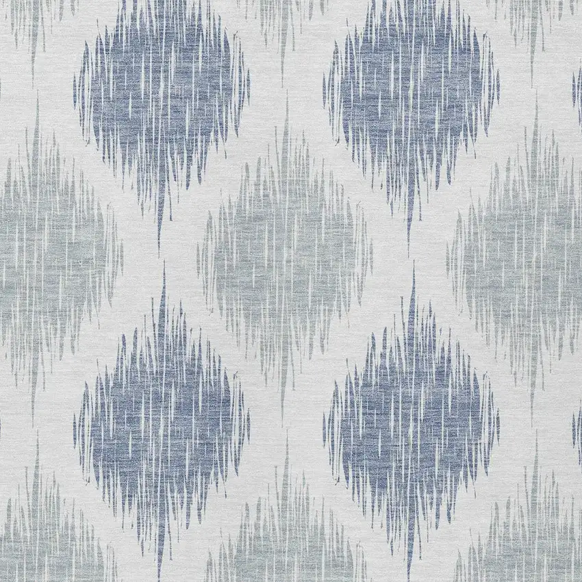 Sky Blue Ivory And Denim Blue Ikat Washable Indoor Outdoor Area Rug Photo 6