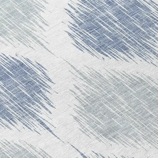 Sky Blue Ivory And Denim Blue Ikat Washable Indoor Outdoor Area Rug Photo 7