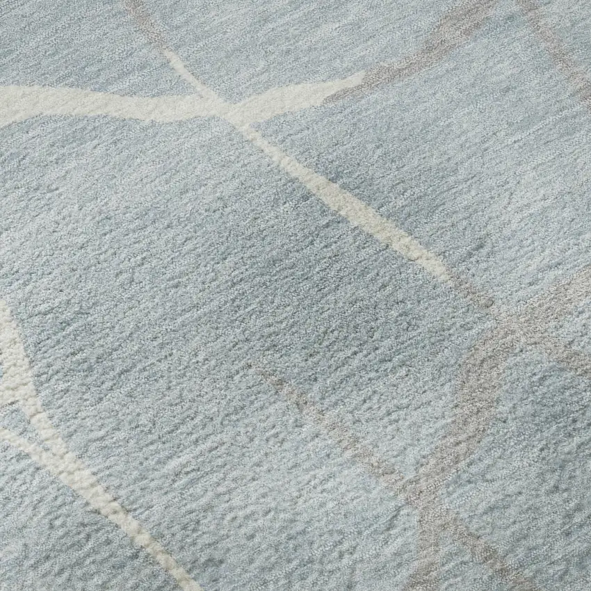 Sky Blue Ivory And Gray Abstract Geometric Washable Area Rug With UV Protection Photo 1