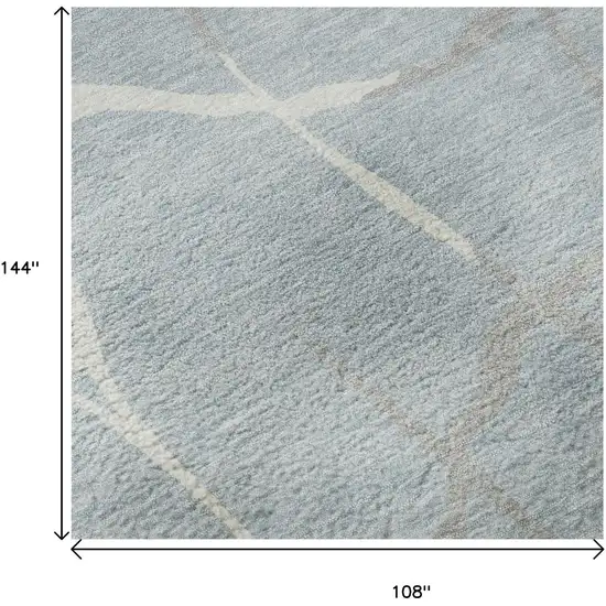 Sky Blue Ivory And Gray Abstract Geometric Washable Area Rug With UV Protection Photo 9