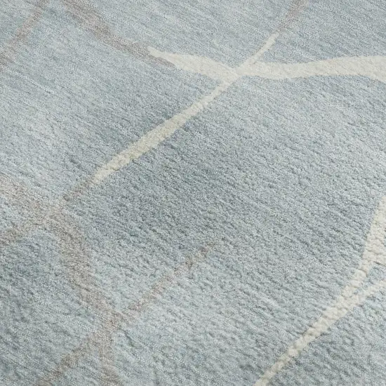 Sky Blue Ivory And Gray Abstract Geometric Washable Area Rug With UV Protection Photo 2