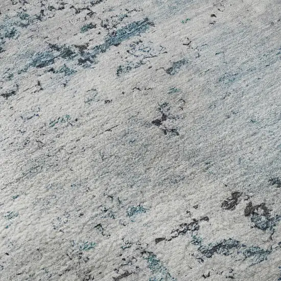 Sky Blue Ivory And Gray Abstract Washable Area Rug With UV Protection Photo 9