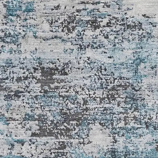 Sky Blue Ivory And Gray Abstract Washable Area Rug With UV Protection Photo 2