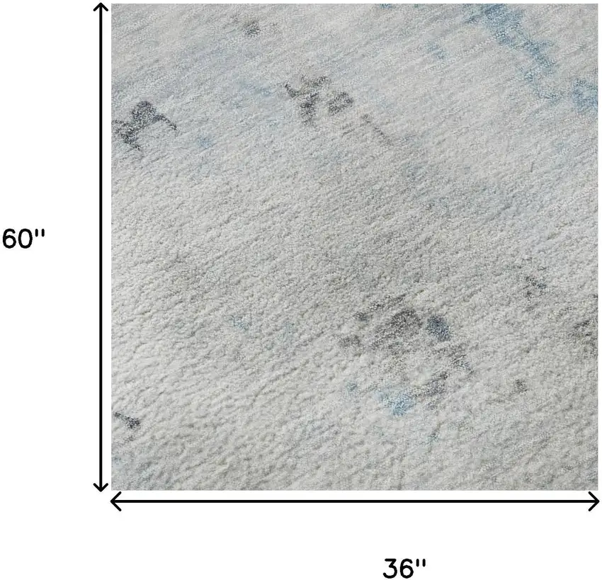 Sky Blue Ivory And Gray Abstract Washable Area Rug With UV Protection Photo 8