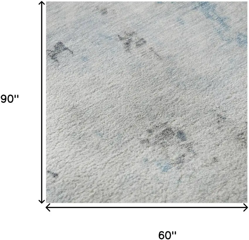 Sky Blue Ivory And Gray Abstract Washable Area Rug With UV Protection Photo 8