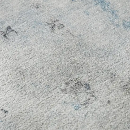 Sky Blue Ivory And Gray Abstract Washable Area Rug With UV Protection Photo 1