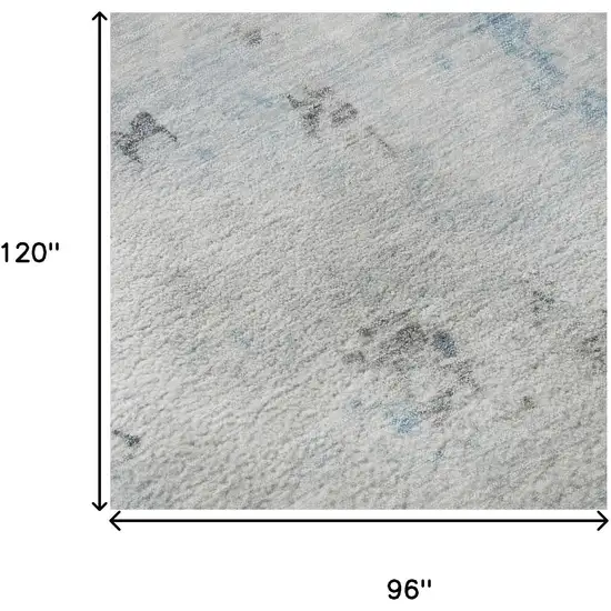 Sky Blue Ivory And Gray Abstract Washable Area Rug With UV Protection Photo 8