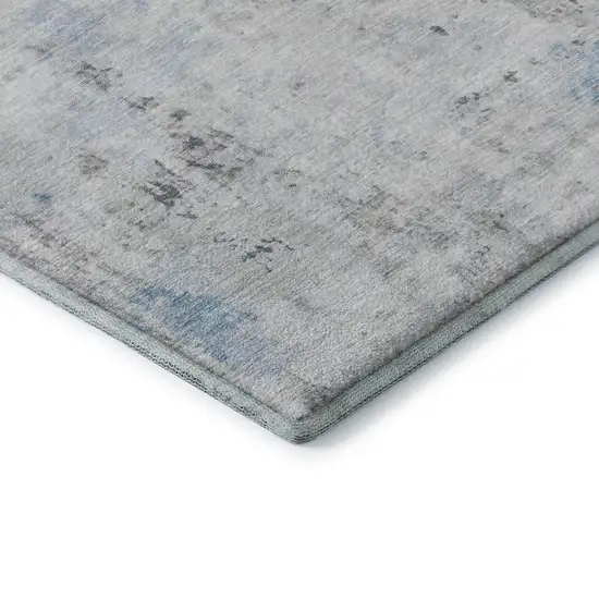 Sky Blue Ivory And Gray Abstract Washable Area Rug With UV Protection Photo 6