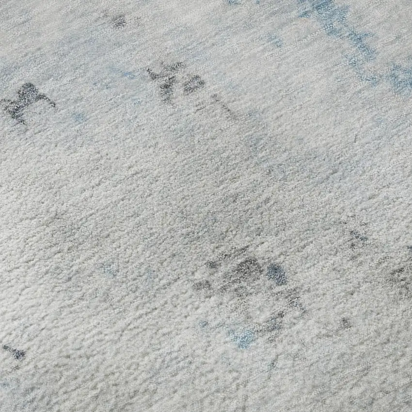 Sky Blue Ivory And Gray Abstract Washable Area Rug With UV Protection Photo 1