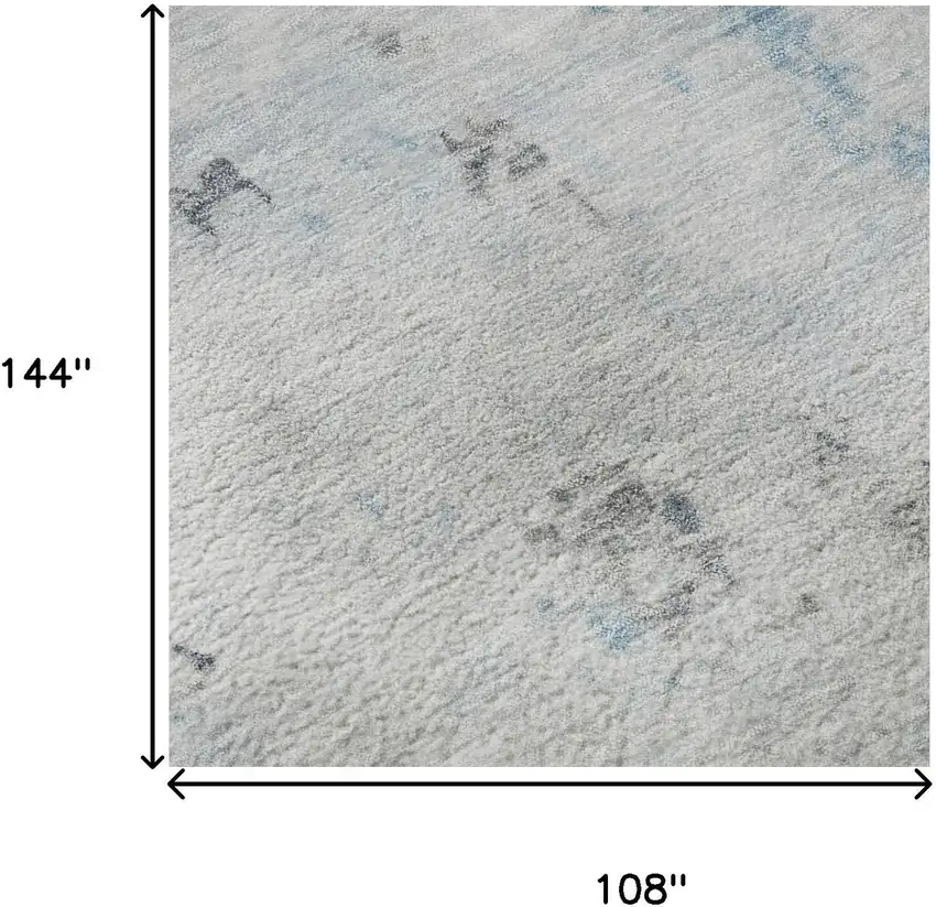 Sky Blue Ivory And Gray Abstract Washable Area Rug With UV Protection Photo 8