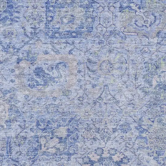 Sky Blue Ivory And Gray Damask Washable Indoor Outdoor Area Rug Photo 5