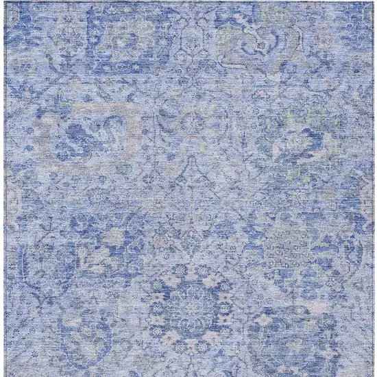 Sky Blue Ivory And Gray Damask Washable Indoor Outdoor Area Rug Photo 5