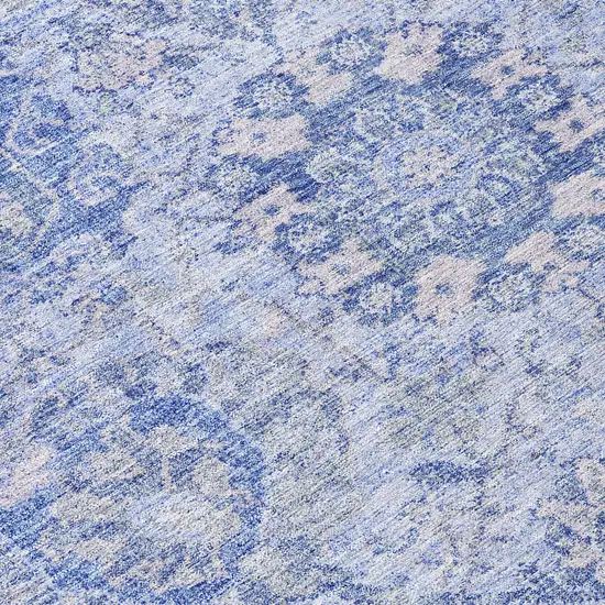 Sky Blue Ivory And Gray Damask Washable Indoor Outdoor Area Rug Photo 8