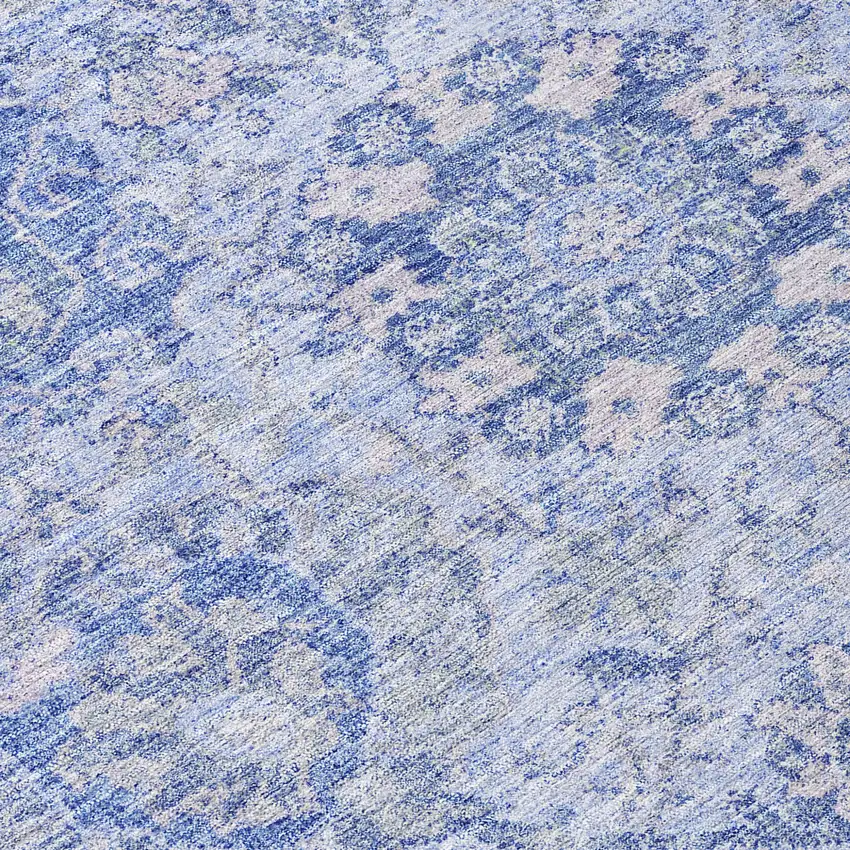 Sky Blue Ivory And Gray Damask Washable Indoor Outdoor Area Rug Photo 8