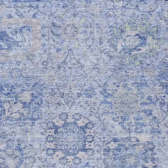 Sky Blue Ivory And Gray Damask Washable Indoor Outdoor Area Rug Photo 5