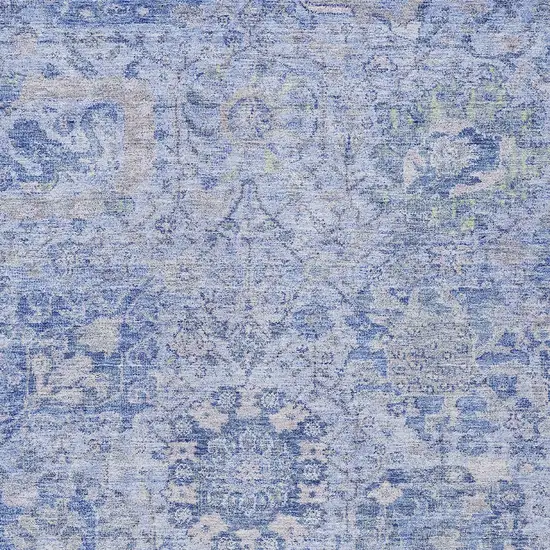 Sky Blue Ivory And Gray Damask Washable Indoor Outdoor Area Rug Photo 5